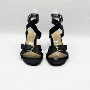 J. Crew Women's Black Pebbled Leather Buckled Block Heel Sandals Shoes S…